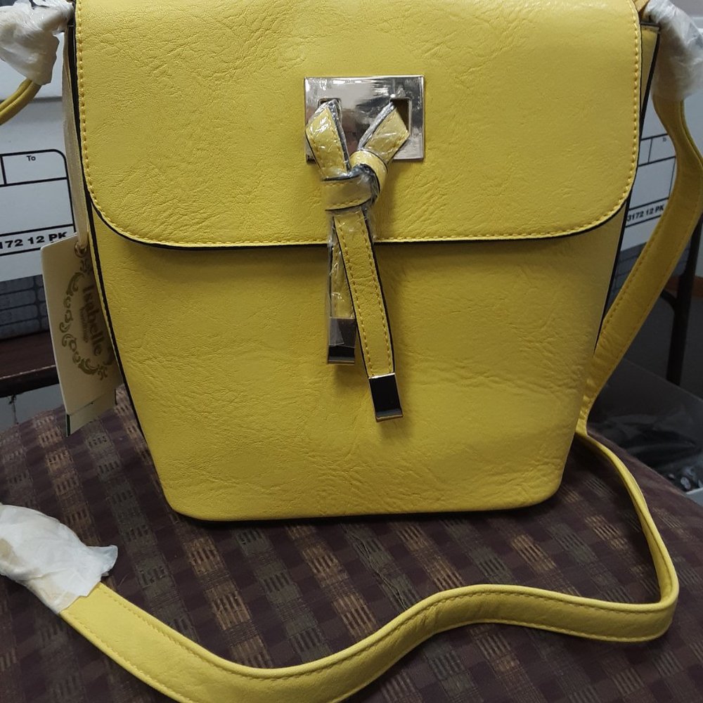 Isabelle Yellow Pebble Vegan Leather Crossbody
